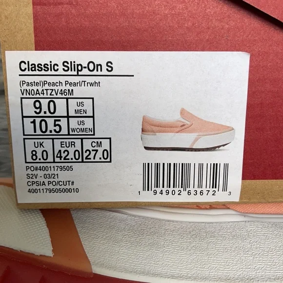 Vans Classic Slip-On S Pastel Peach Pearl/True White WMNS - Picture 16 of 16